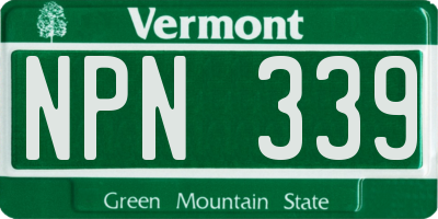 VT license plate NPN339