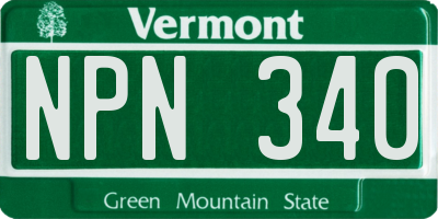 VT license plate NPN340
