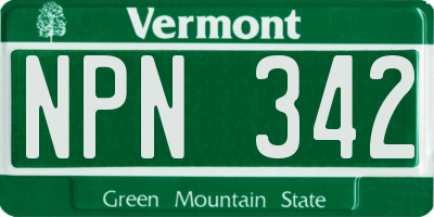 VT license plate NPN342