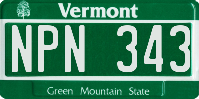 VT license plate NPN343
