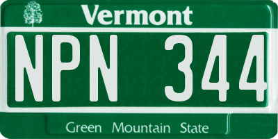 VT license plate NPN344