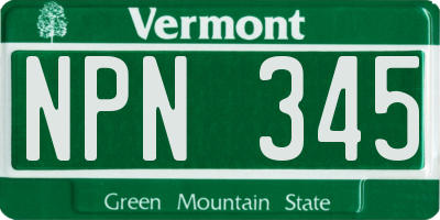 VT license plate NPN345