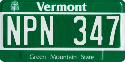 VT license plate NPN347