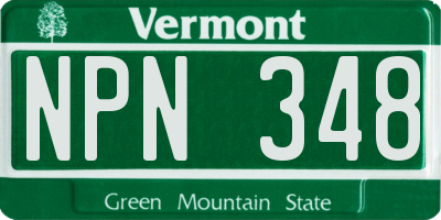 VT license plate NPN348