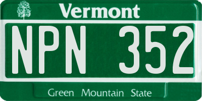 VT license plate NPN352
