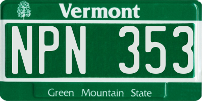 VT license plate NPN353