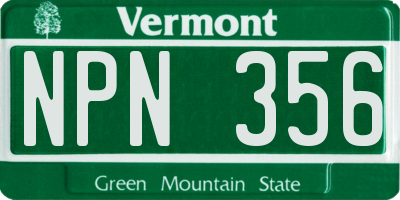 VT license plate NPN356