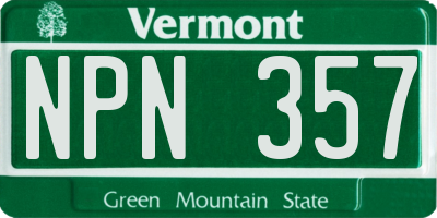 VT license plate NPN357