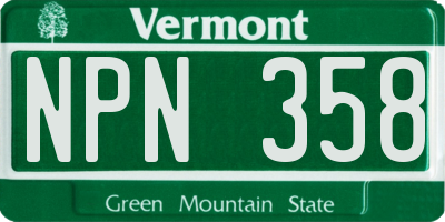 VT license plate NPN358