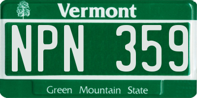 VT license plate NPN359