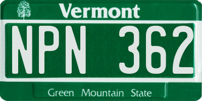 VT license plate NPN362