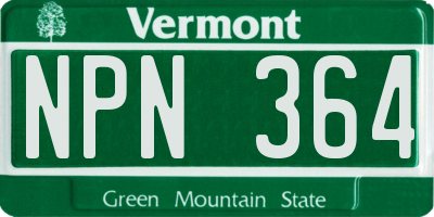 VT license plate NPN364
