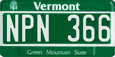 VT license plate NPN366