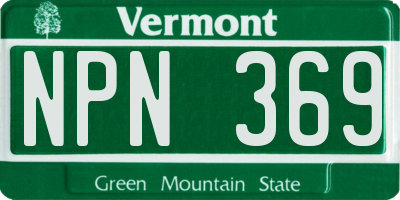VT license plate NPN369