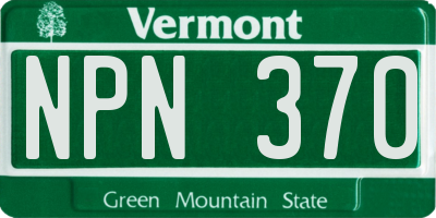VT license plate NPN370