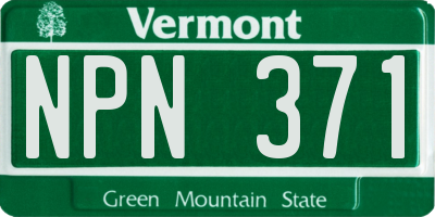 VT license plate NPN371