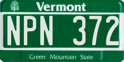 VT license plate NPN372