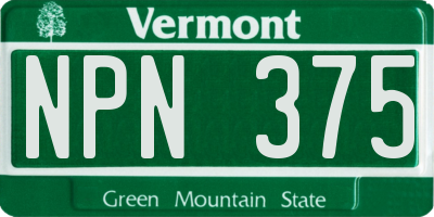 VT license plate NPN375