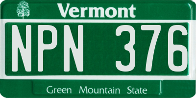 VT license plate NPN376