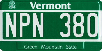 VT license plate NPN380