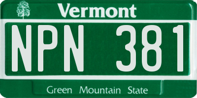 VT license plate NPN381