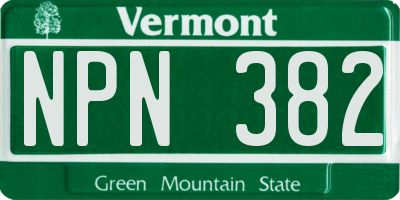 VT license plate NPN382