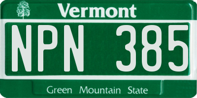VT license plate NPN385