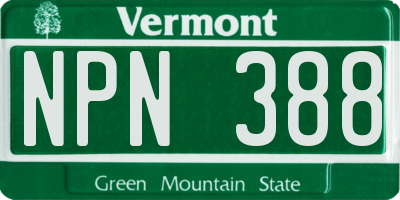 VT license plate NPN388