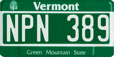 VT license plate NPN389