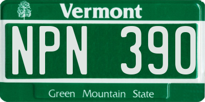 VT license plate NPN390