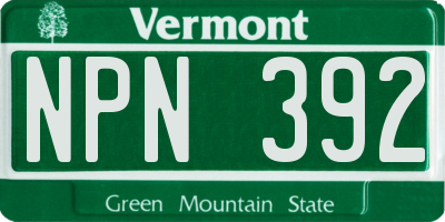 VT license plate NPN392