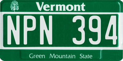 VT license plate NPN394