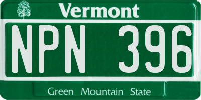 VT license plate NPN396