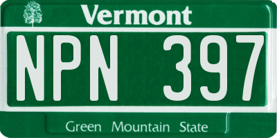 VT license plate NPN397