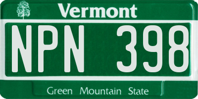 VT license plate NPN398