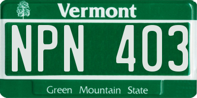 VT license plate NPN403