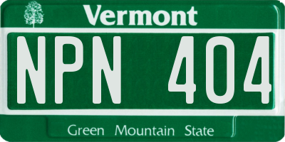 VT license plate NPN404