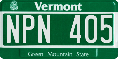 VT license plate NPN405