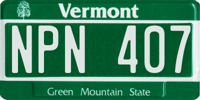 VT license plate NPN407