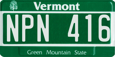 VT license plate NPN416