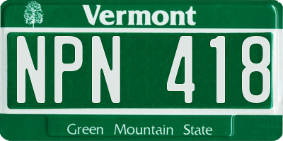 VT license plate NPN418