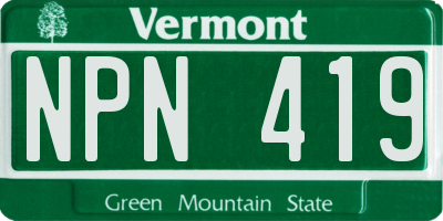VT license plate NPN419