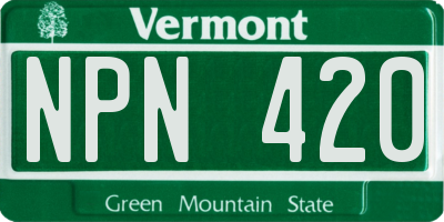 VT license plate NPN420