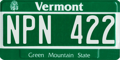 VT license plate NPN422