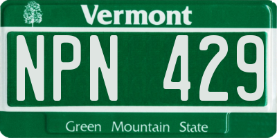 VT license plate NPN429
