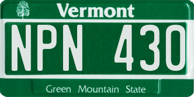 VT license plate NPN430
