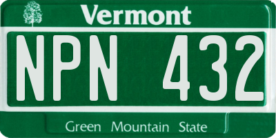 VT license plate NPN432