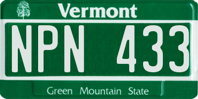 VT license plate NPN433