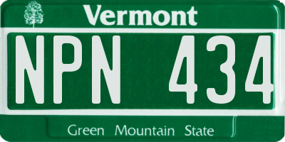 VT license plate NPN434