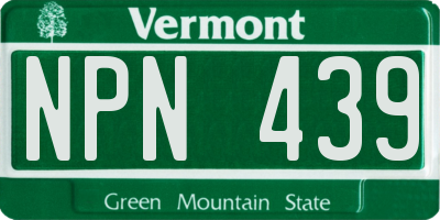 VT license plate NPN439